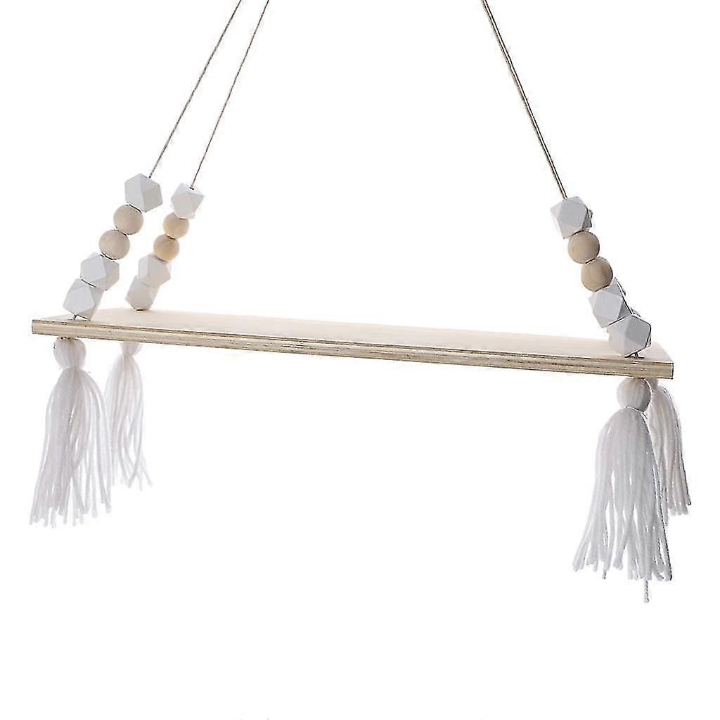 Væghylde Flydende hylde Træ Tassel Trim Hvid