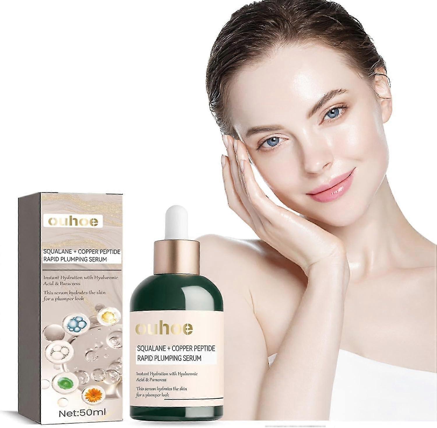 مصل النفخ السريع من الببتيد النحاسي من سكوالين ، مرطب هيالورونيك للوجه ، مصل مضاد للتجاعيد ، كريم مرطب للوجه