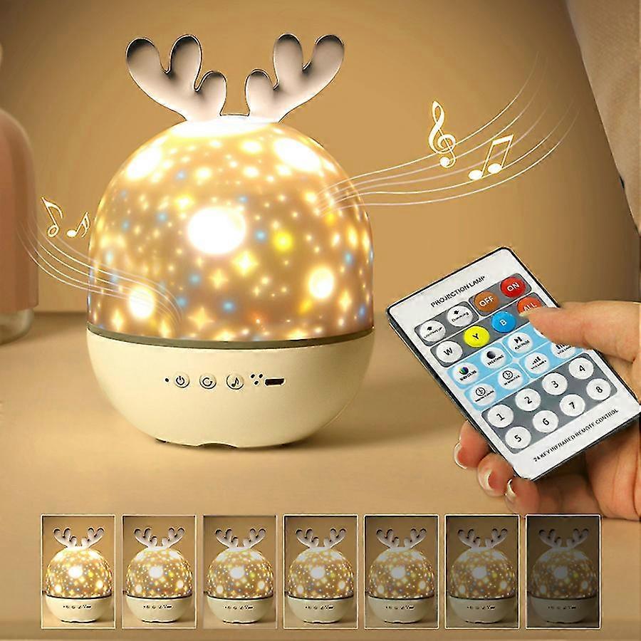 Night Light Child Lamp Star Projector, Musical Night Light + Timer + Remote Control