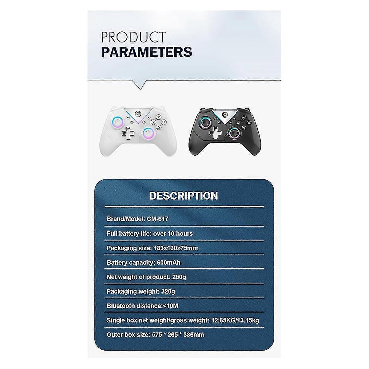 Game Console Six-axis With Macro Programmable Wireless Bluetooth Controller Game Controller For Switch White