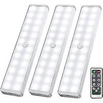 Led Closet Light, 24-led Newest Dimmer Usb Rechargeable Motion Sensor Under Cabinet Lighting WirelStick-anywhere Night Safe Light Bar With Remote