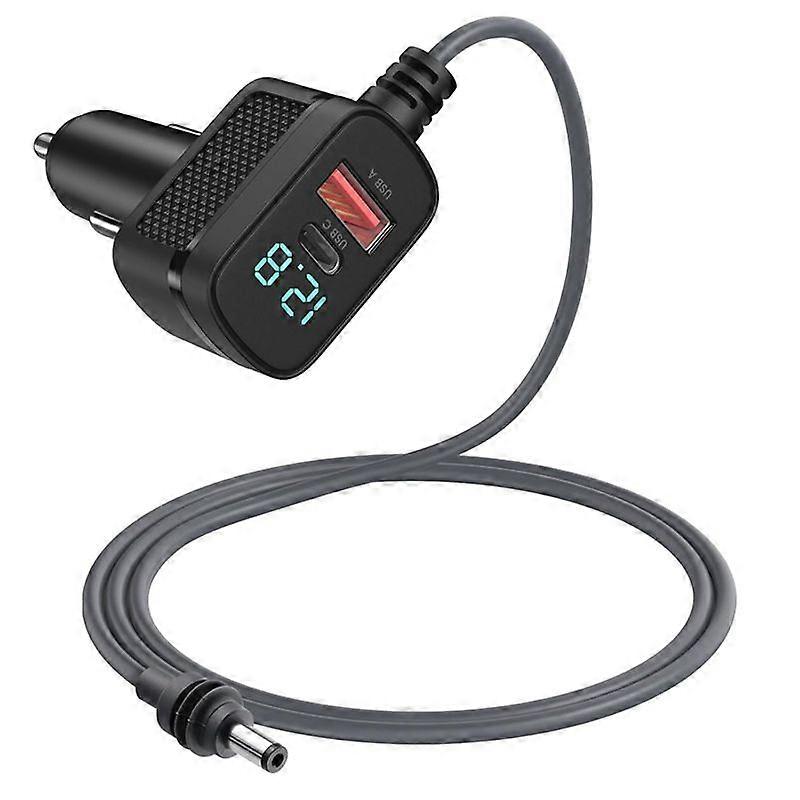 Car Charger for Mini Power Cable,12V-48V Adapter with USB C Charging Port and LED Voltmeter Display 3 Meters
