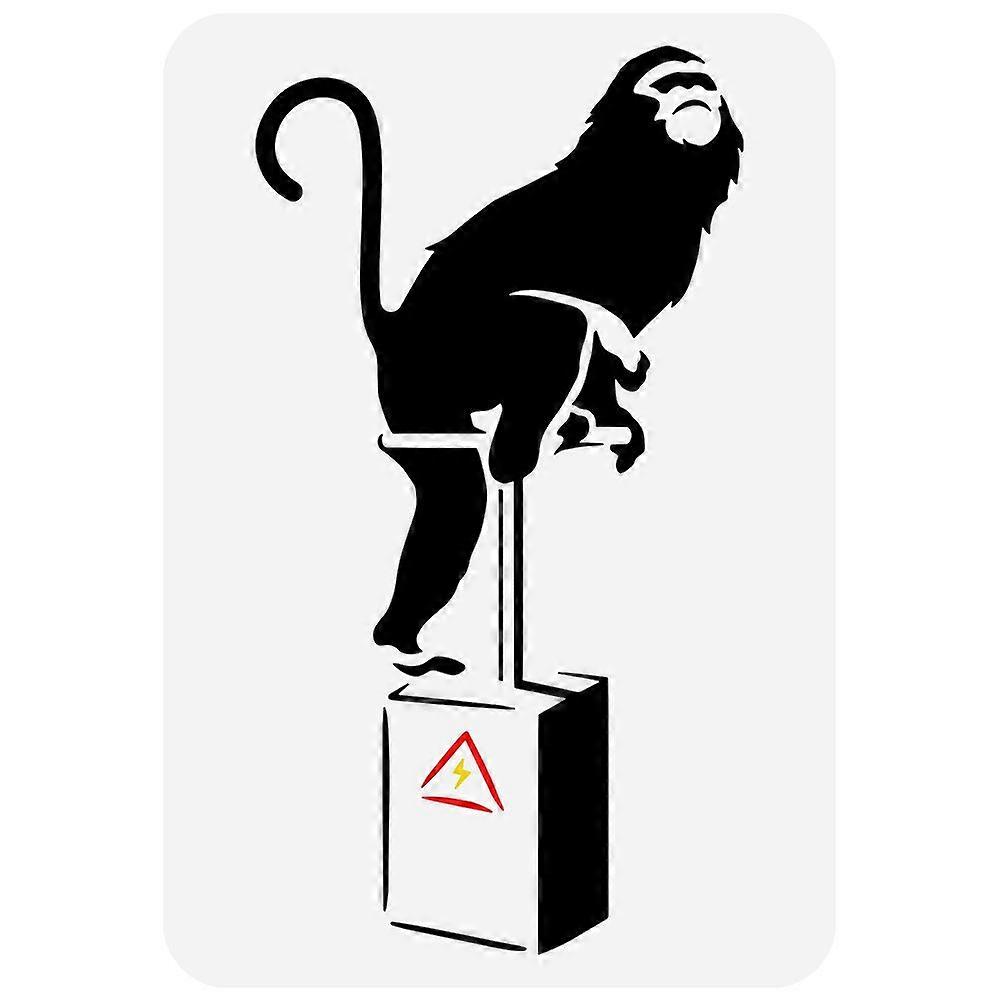 Plastic Drawing Painting Stencils Templates for Painting on Scrapbook Fabric Tiles Floor Furniture Wood Rectangle Monkey Pattern 29.7x21cm