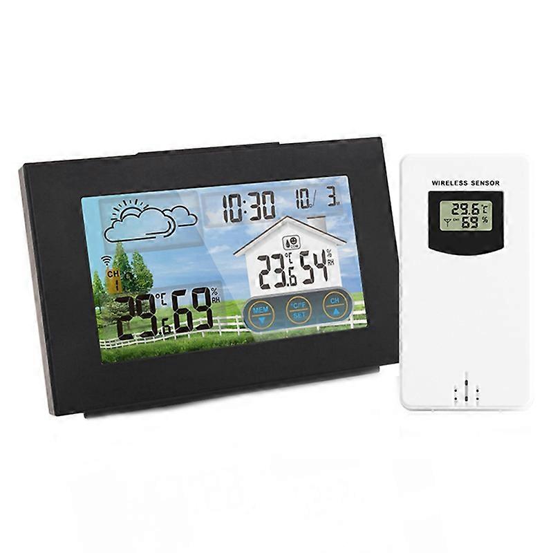 With Sensor Color Touch Screen Alarm Clock Wireless Weather Station Forecast Indoor Outdoor Thermom