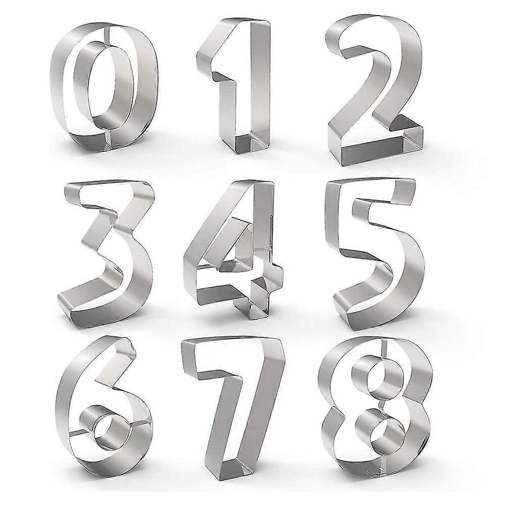 9 Pcs Numeral Cookie Cutters Mold Set Stainless Steel s Fondant Decorating Jelly Fondant Sugar er Cutter Set Emer Tool,3733