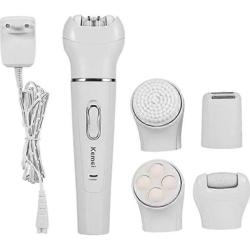 5 in 1 Electric Epilator - Rechargeable - White - Cordless Operation