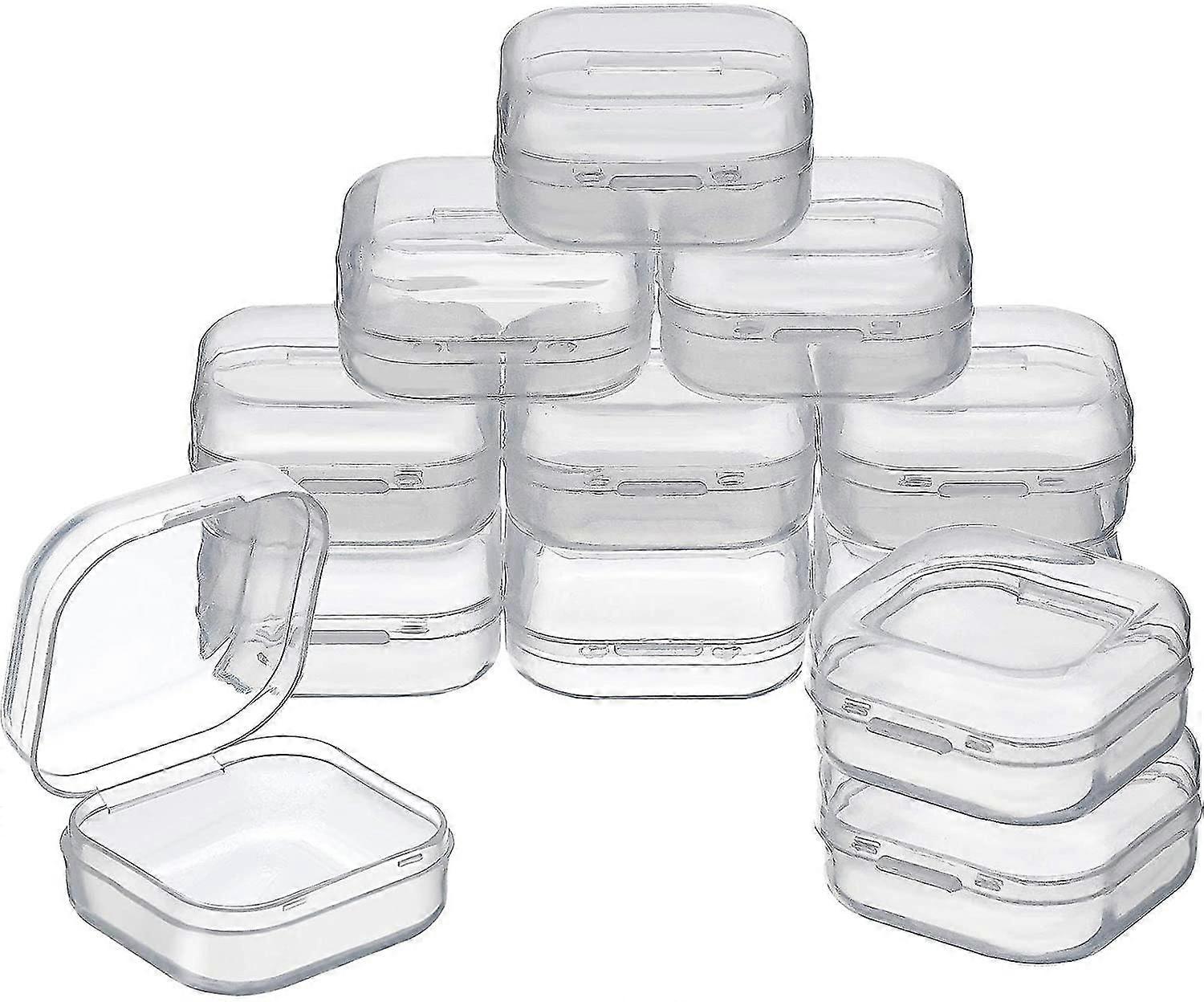 12 Pa Clear Plastic Beads Storage Containers Box With Hinged Lid For Beads And More