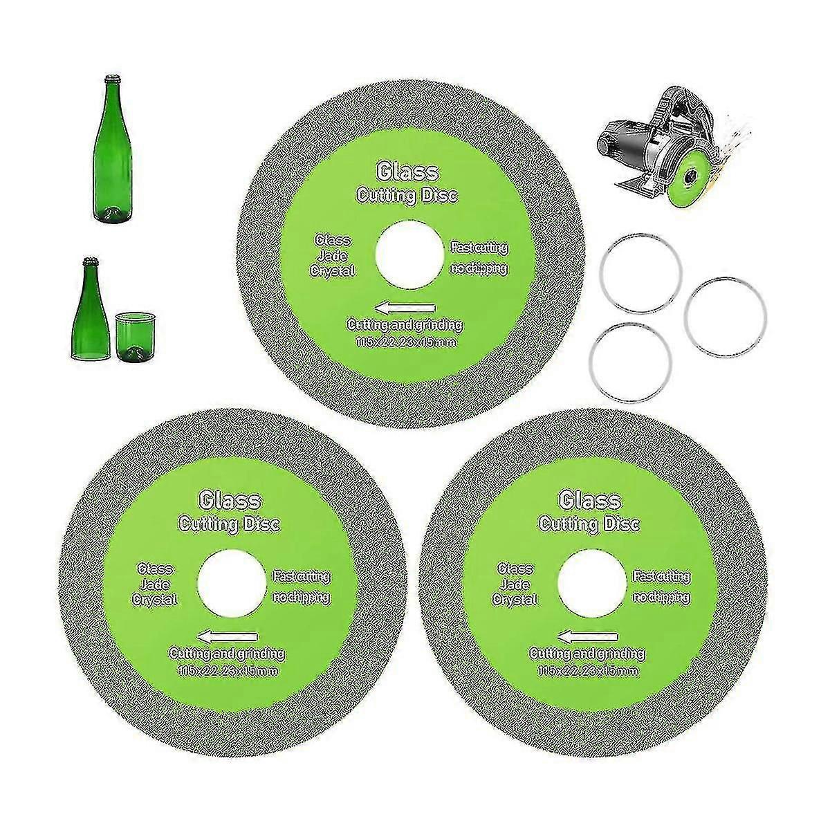 4.5in Glass Cutting Disc For Grinder,3pcs Cutting Disc,with Annular Ceramic Saw Bla