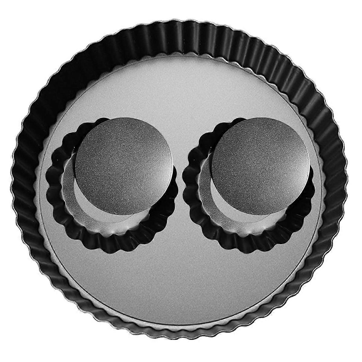 Forma de torta e quiche de 9 polegadas com fundo removível e 2 mini formas de torta 4 polegadas, formas de torta para assar, Forma de quiche de aço carbono antiaderente para torta, Mousse C