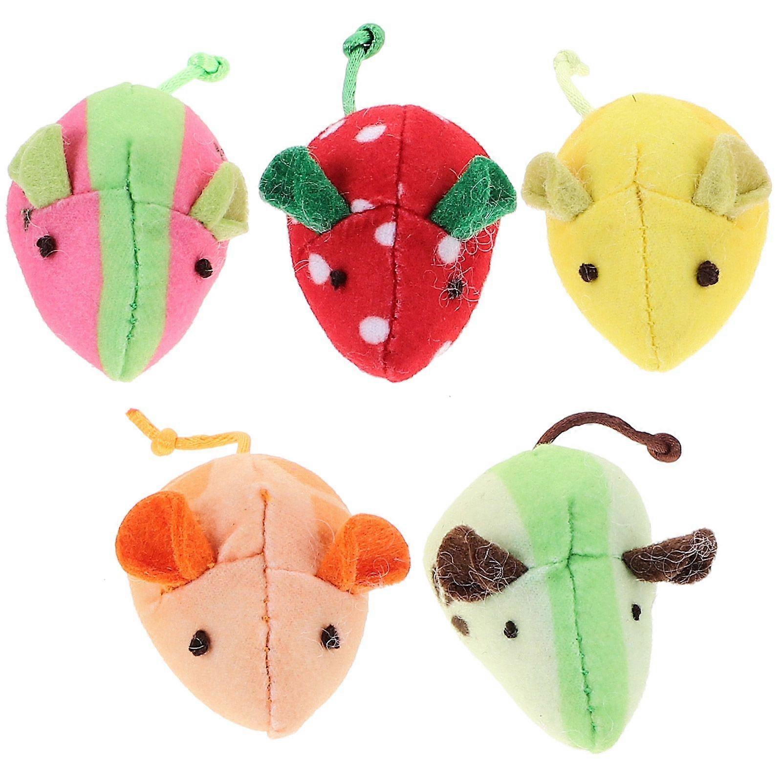 5pcs Fruit Mice Cat Toys Plush Toys Catnip Mouse Kitten Toys Cat Interactive Toys
