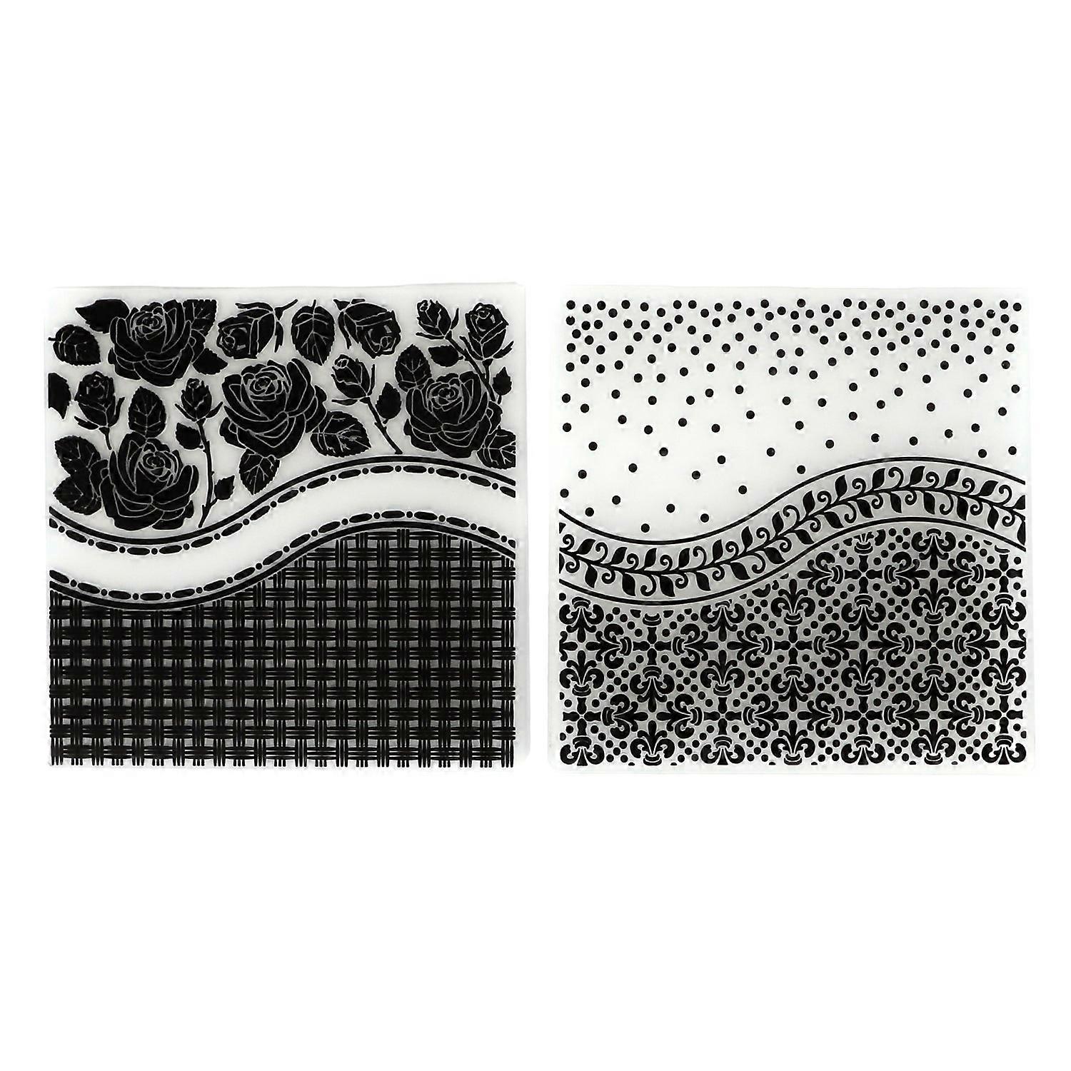 2Pcs Embossing Folders Unique Design Concave Convex Texture Embossing Template Folder for DIY Invita