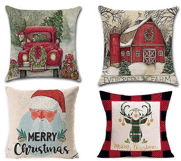 4stk juledekoration linned ekstra blødt pudebetræk