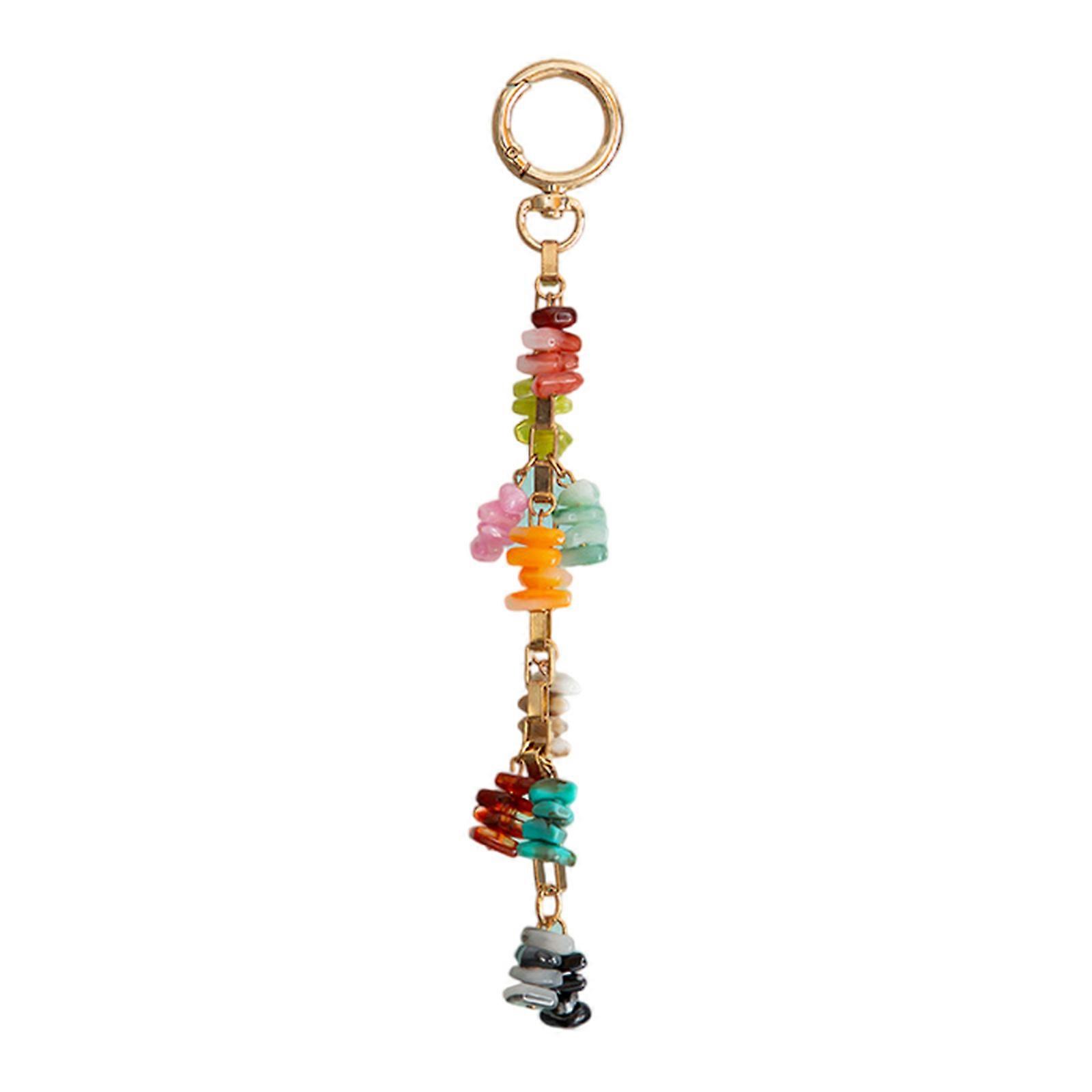 Trendy Colorful Resin Bead Keyring Beaded Pendant Keychain Handmade Key Holder Stylish Accessories for Bags and Keys