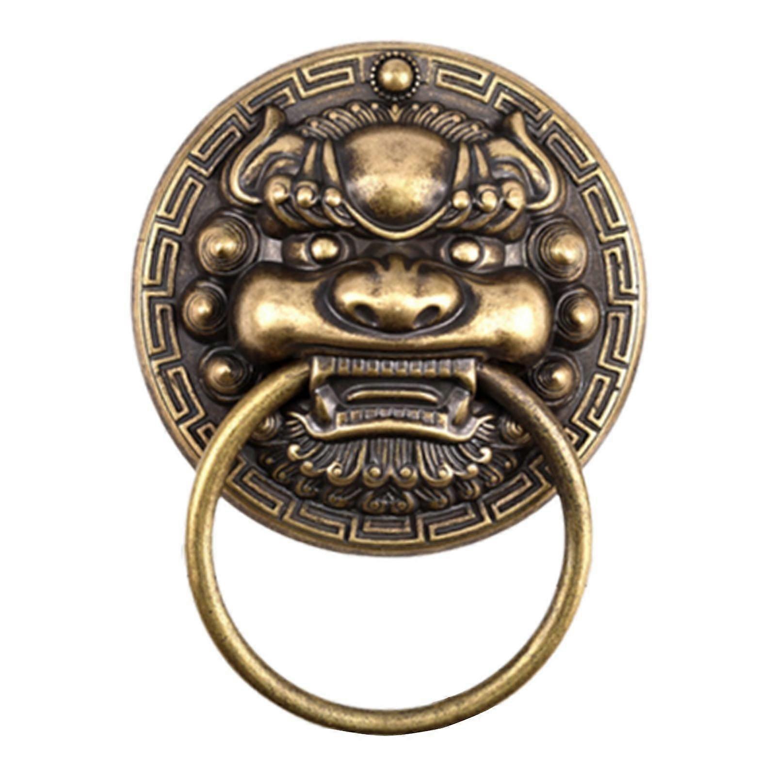 Aslan Başlı Kapı Tokmak Pirinç Kapı Mobilya Şifonyer Dolabı için Çekme Kolu 6 cm