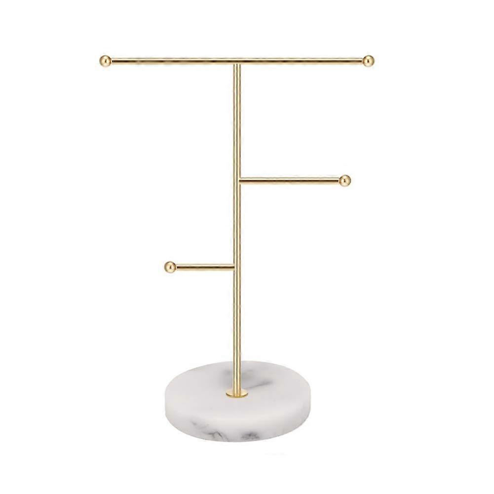 Jewelry Storage Box, Solid Gold Marble T-Shaped Necklace Screen Stand Earring Stand