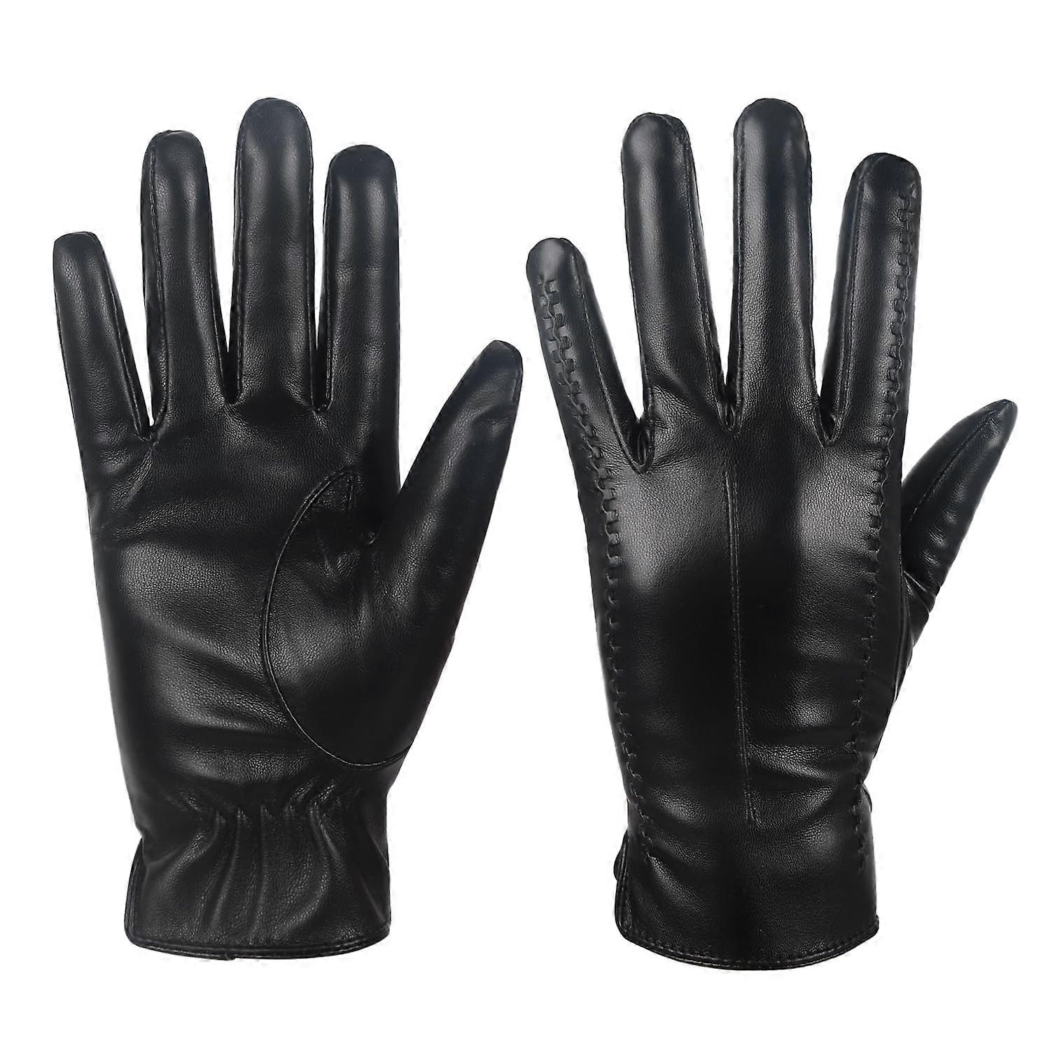 Wool-Lined Leather Gloves for Motorcycle Riding - Warm, Durable, Size Options, Comfortable Grip