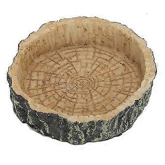 Reptile Water Dish Food Bowl Synthetic Resin Round Pet Eating Pot for Tortoise Terrapin