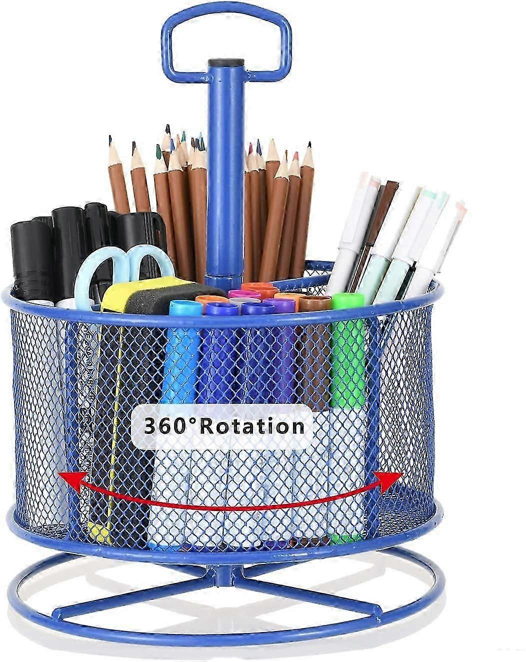 Mesh Desk Organizer, 360 Degree Rotating Multi Functional Pen Holder