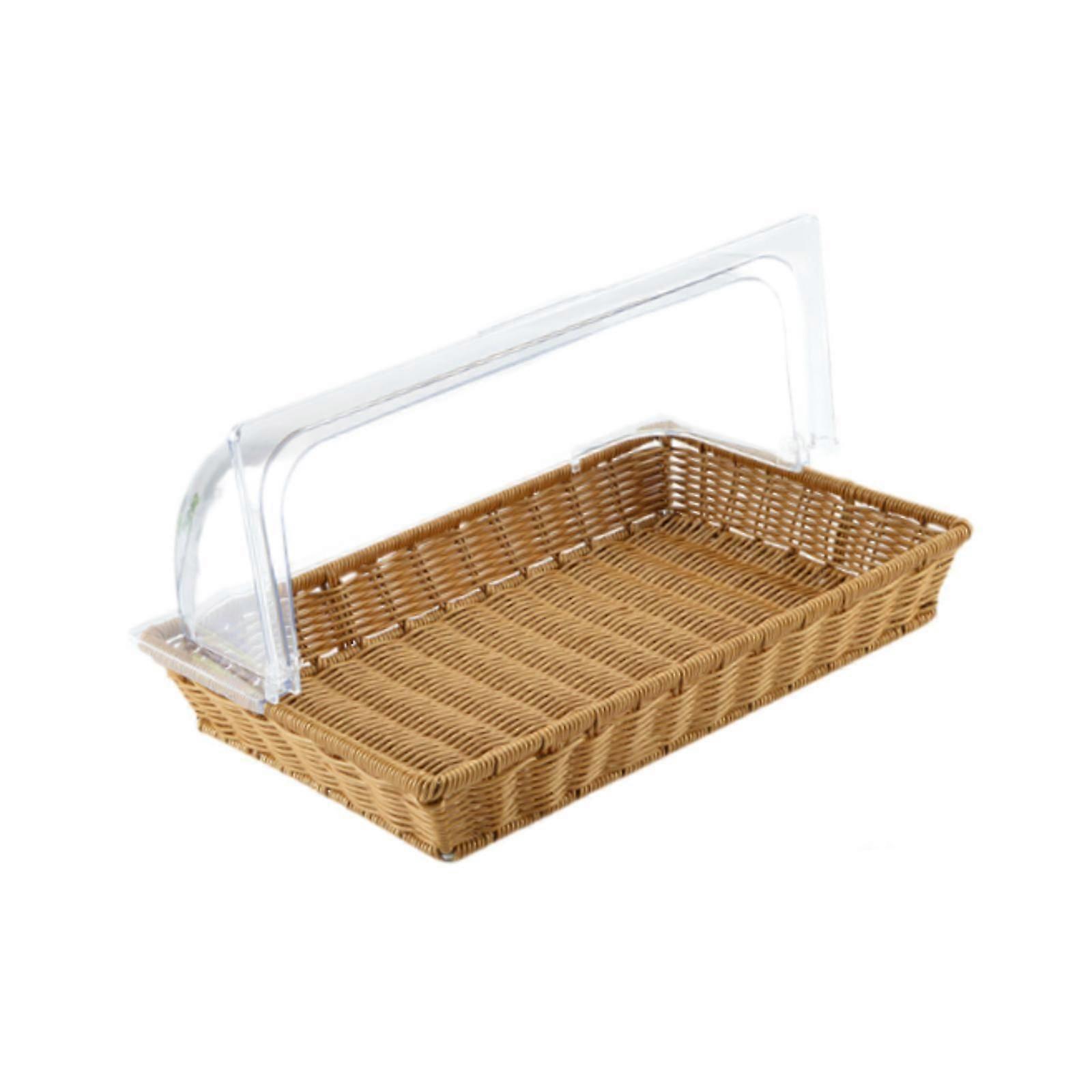 Imitation Rattan geflochtener Brotkorb Obstkorb für Gemüse Picknick Party 42cmx28cmx26cm