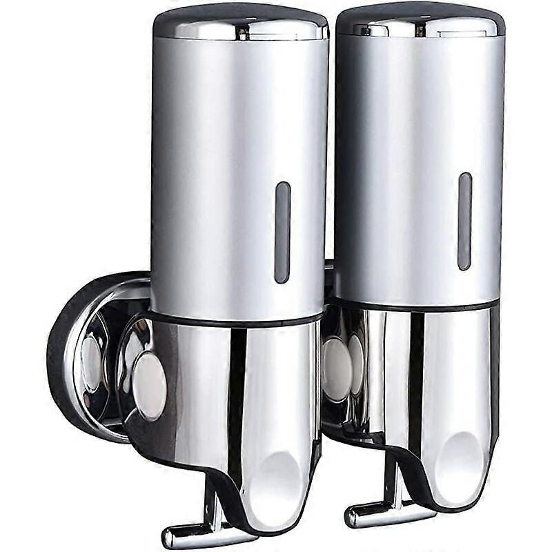 Wall-Mounted Soap Dispenser for Shampoo & Lotion, Silver
