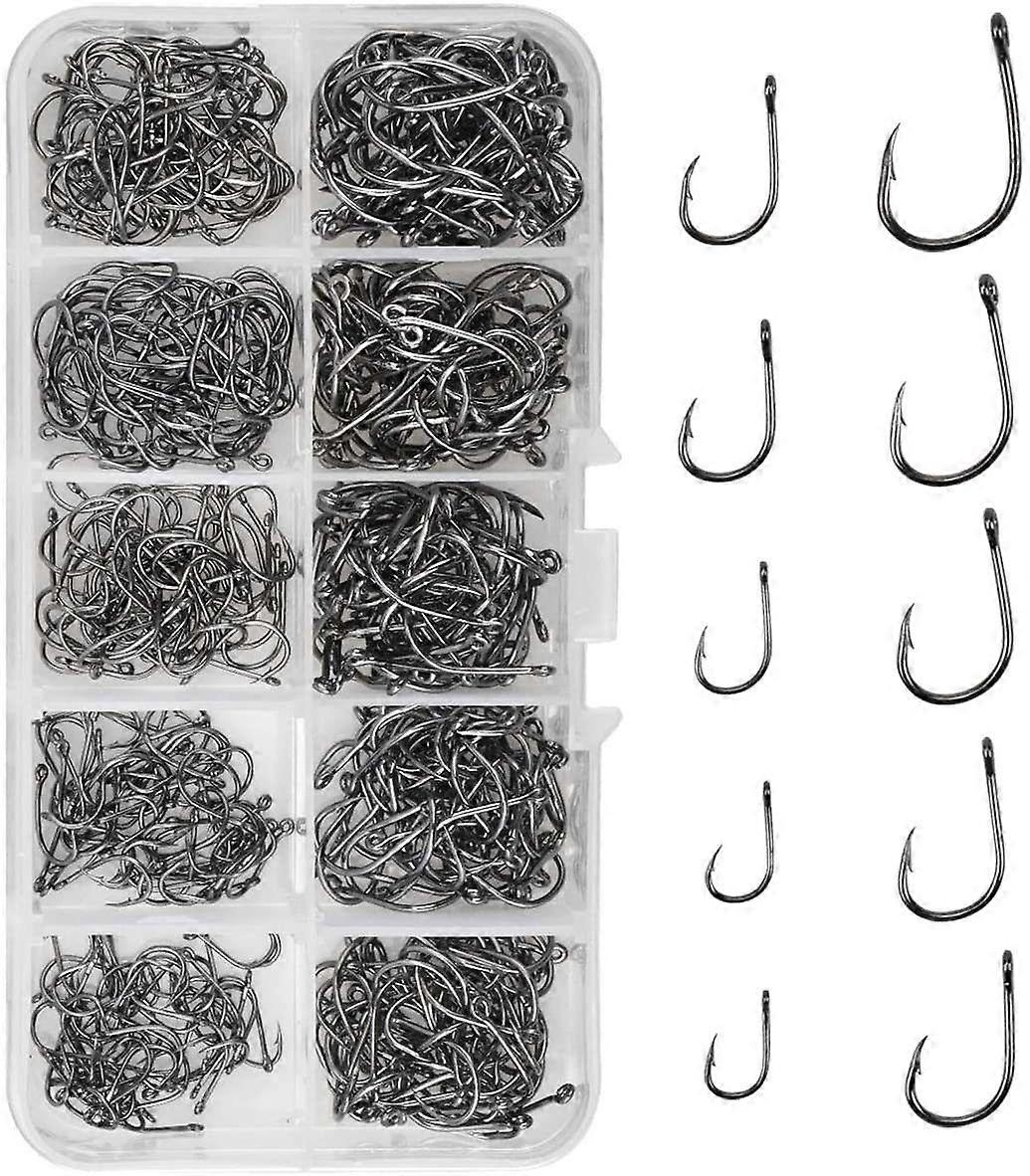 500stk fiskekroge kulstofstål fiskekroge sæt 10 størrelser pigfiskekroge fiskekroge med havorm agn kroge fiskekroge til saltvand og f