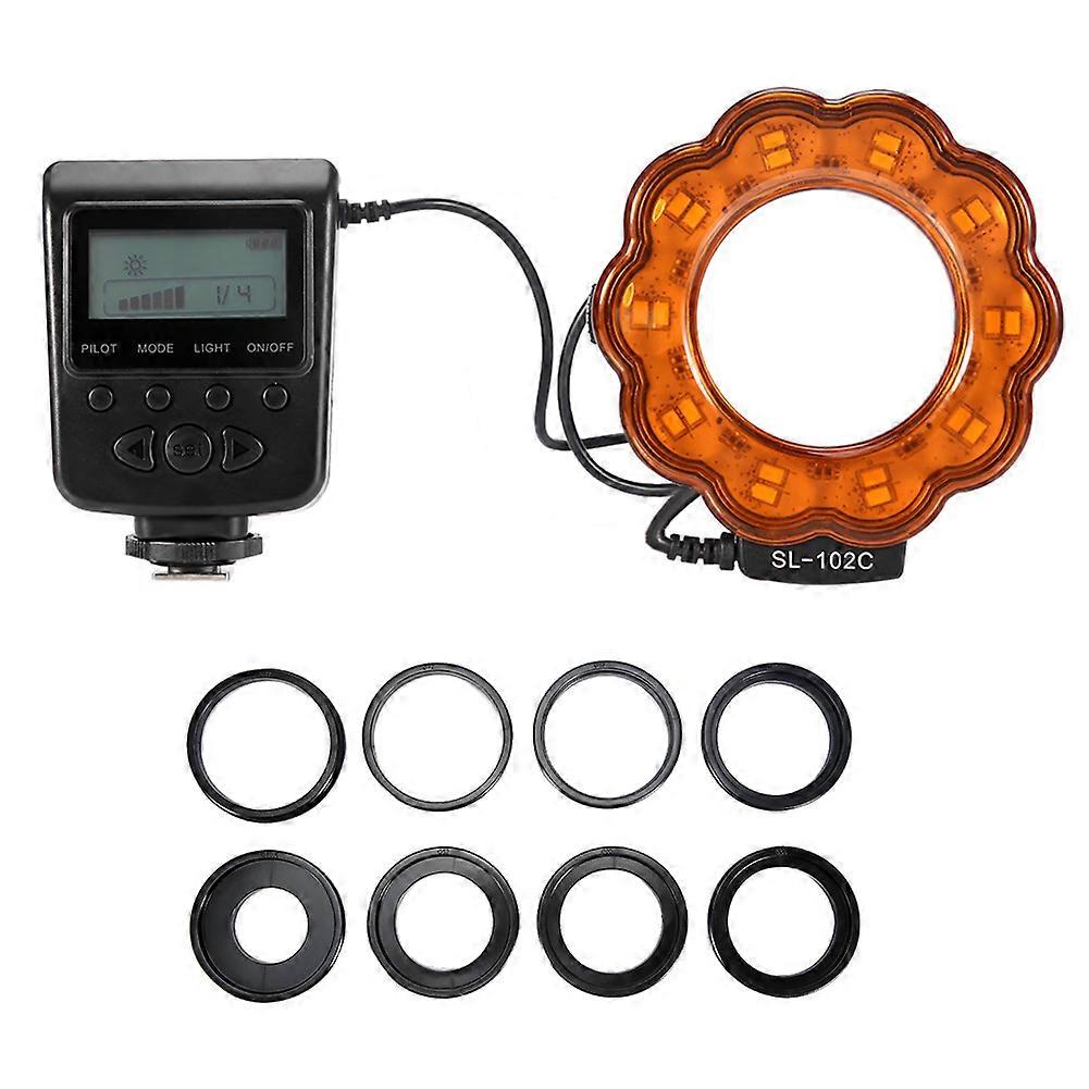 Macro LED Ring Flash Light for DSLR Cameras +8pcs Adapter Rings