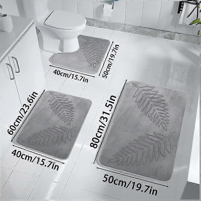 3pcs/set Quick-Drying Non-Slip Bathroom Mat Set - Thick Coral Fleece Carpet for Kitchen, Laundry, Bedroom, Shower & Indoor Use