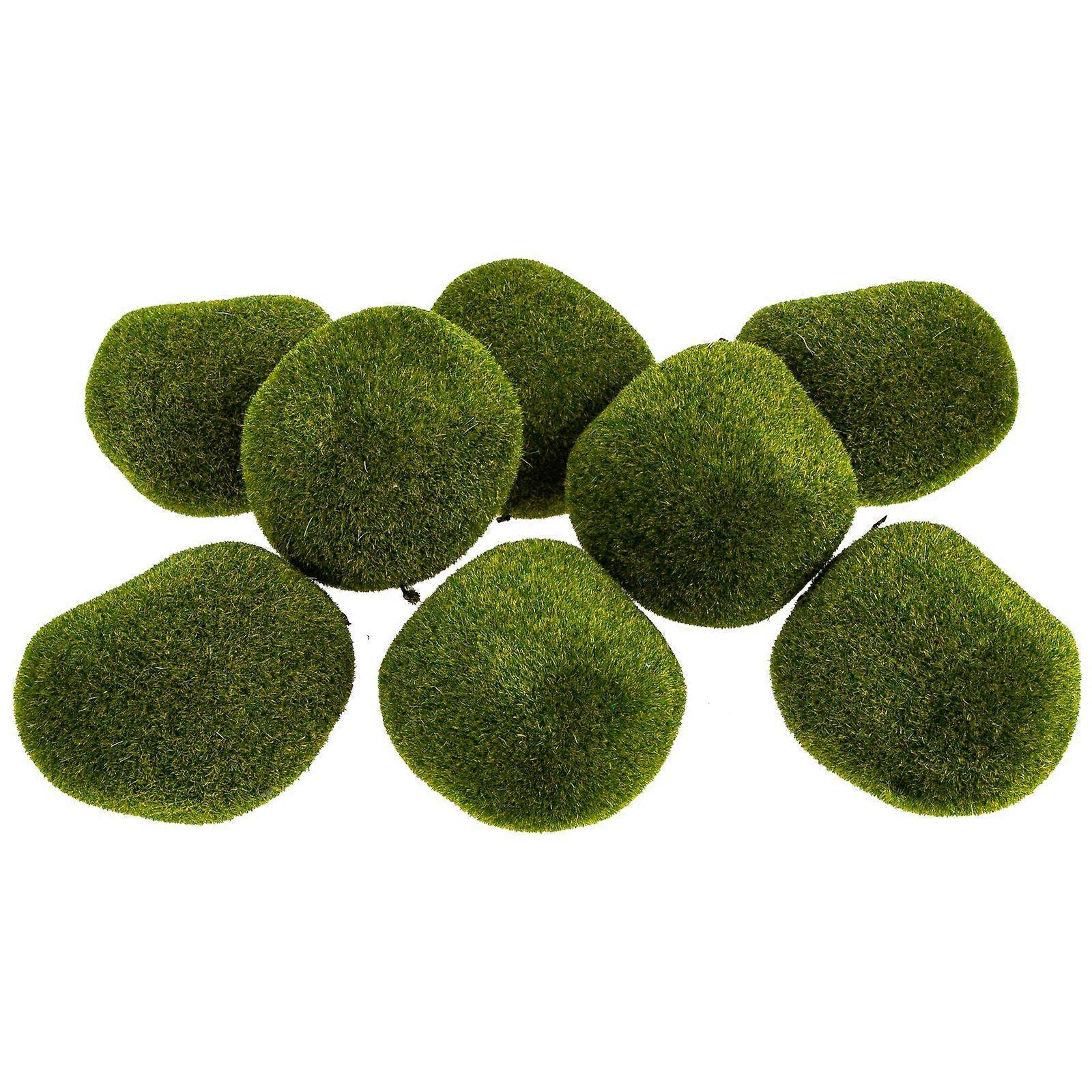 8Pcs Simulated Moss Stones Artificial Mossy Stones Simulation Mossy Balls