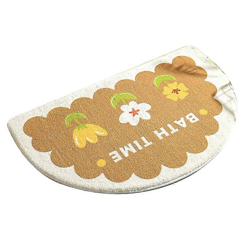 40 * 60cm halvsirkel badematte lodne baderomsteppe vannabsorberende gulv teppe-brun / blomst