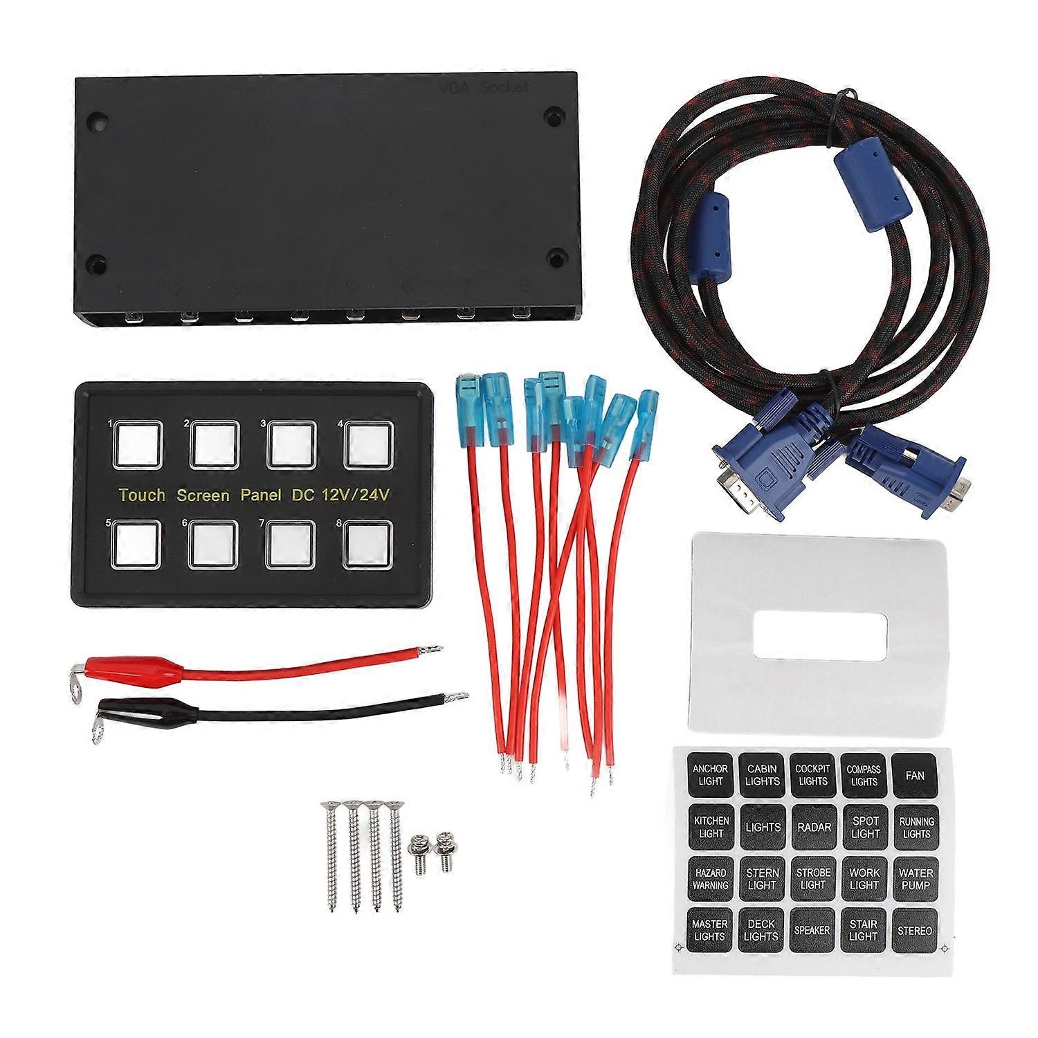 DC12V to 24V 8 Gang Switch Panel IP68 Water Resistant High Stability LED Touch Control Panel Box for