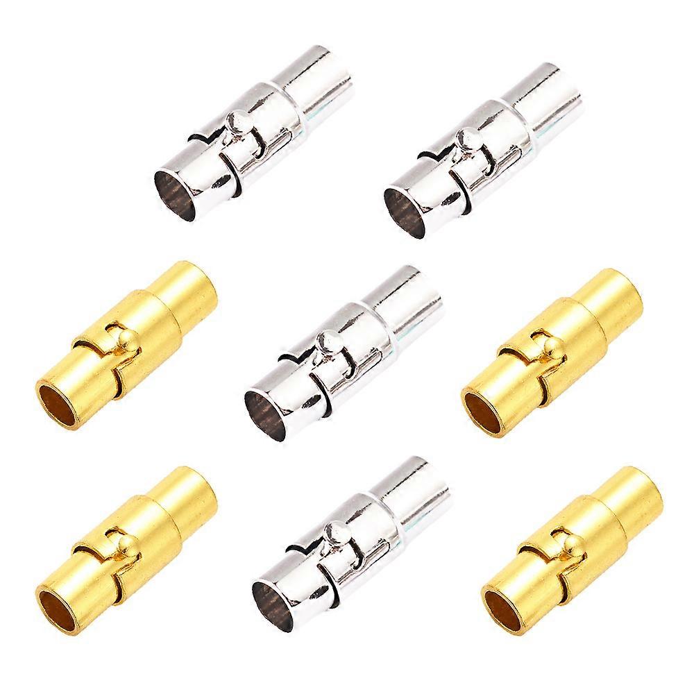 Jewelry Findings 8 Sets 2 Colors Brass Locking Tube Magnetic Clasps Column