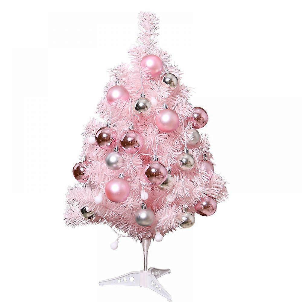 Durable PVC Material, Pink Artificial Christmas Tree With Easy Assembly, Perfect For Home Decoration Or As A Gift, Desktop Christmas Tree With Metal
