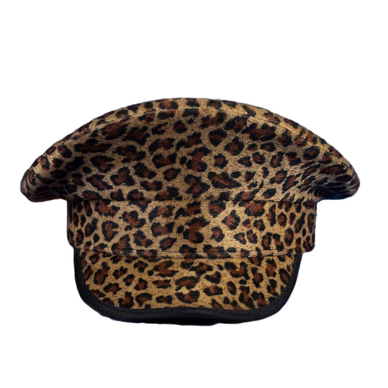 Beret Hat Leopard Print Captain Hat Sailor Hat for Music Festivals Dancer Comedian Actor Elegant Beret for Ladies leopard print