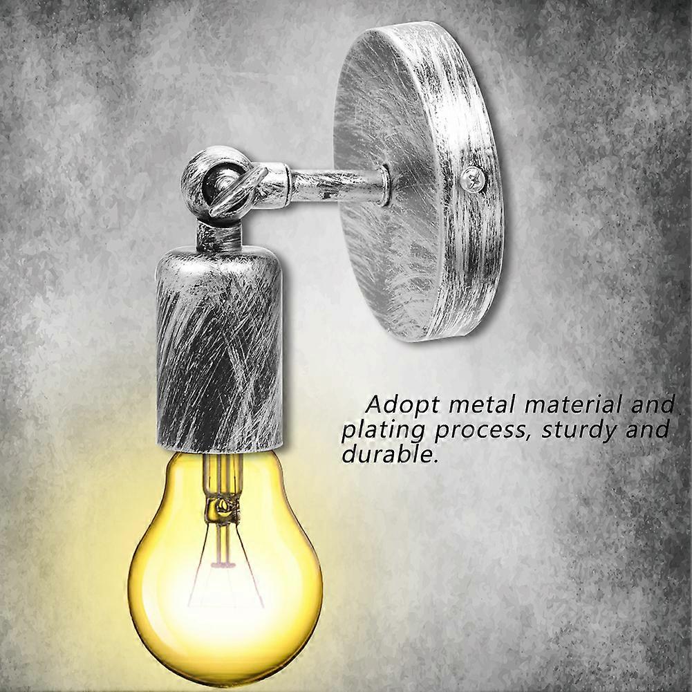 Retro Metal Wall Sconce with E27 Socket, Silver, 9.8x15.5cm