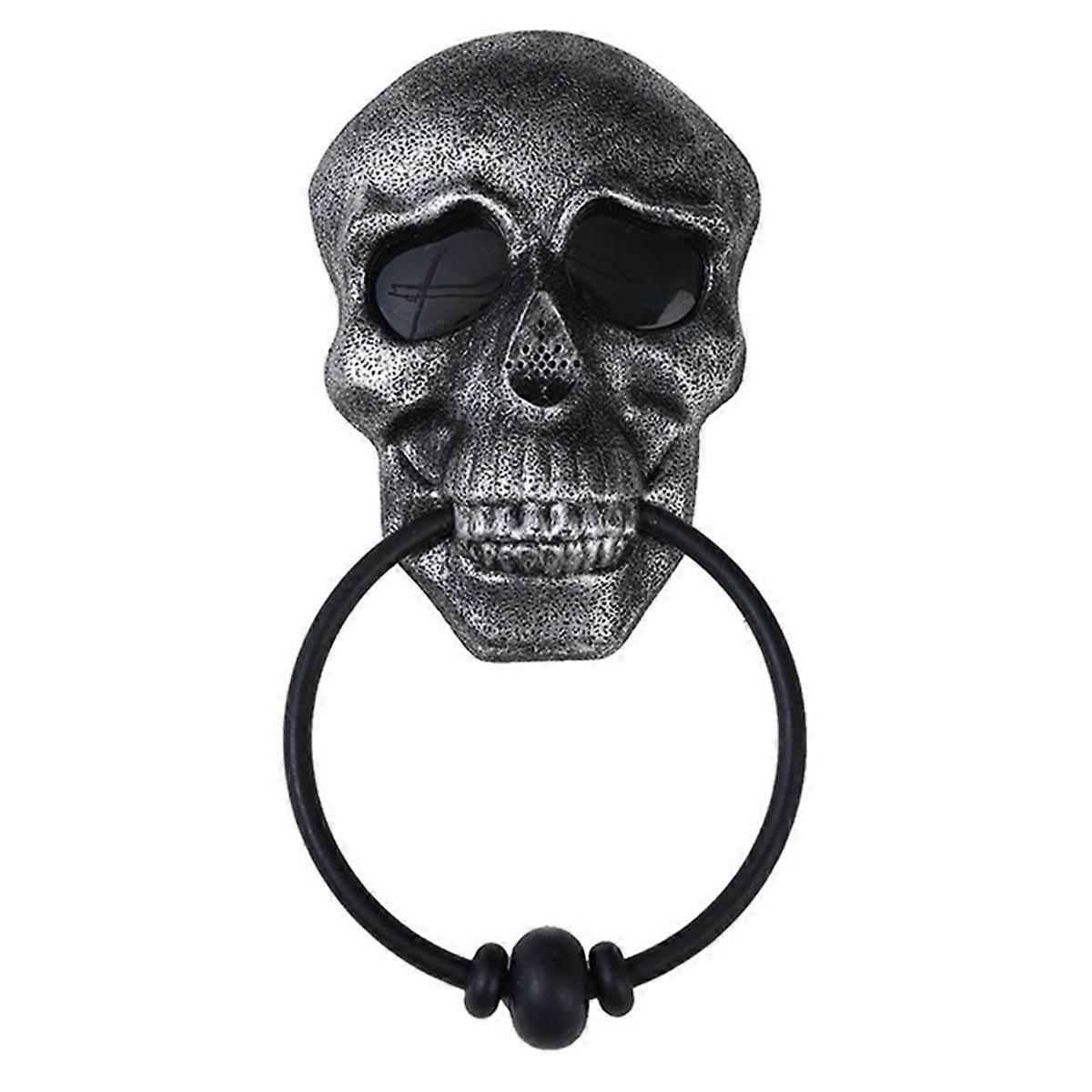 Halloween Door Bell Skull Haunted Doorbell with Sound Light-Up Eyeball Scary Halloween Props for Fro