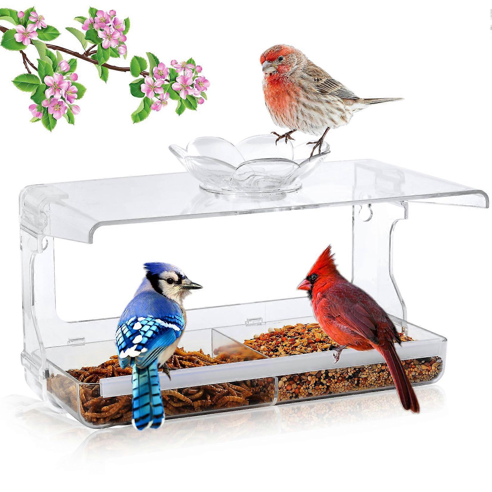 Window Bird Feeder Transparent Open Window Mount Sticky Hook Compatible Clear Bird House