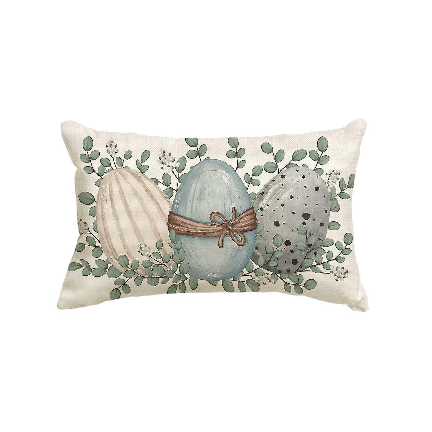Easter Eggs Eucalyptus Pillow Case, 12 x 20 Inch Spring Easter Pillow Case Sofa Sofa Decoration
