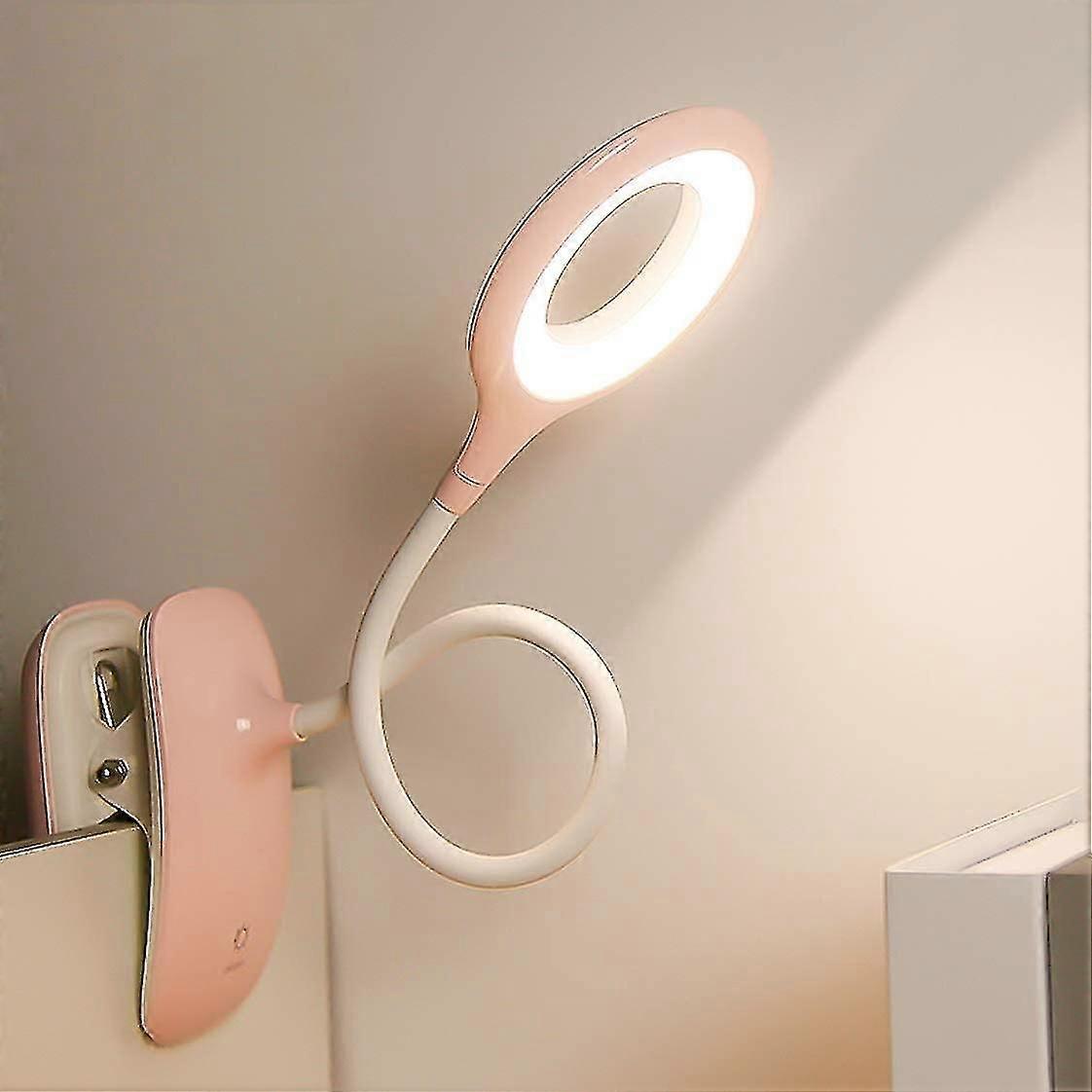 Led Clip-on Reading Lamp Dimmable Eye Protection Table Lamppink