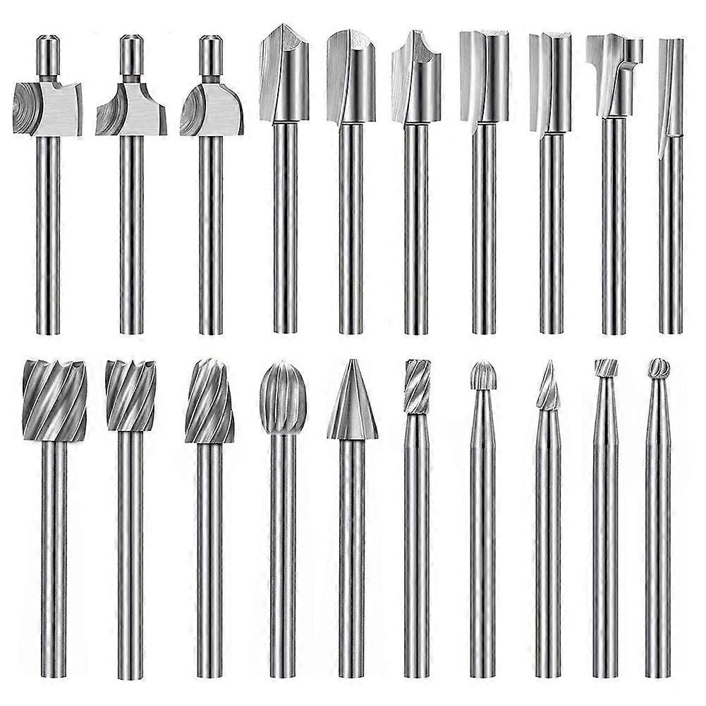 20Pc HSS Router Carbide Engraving Bits for Router Bit Set 1/8 Inch(3mm) Shank for Rotary Tools