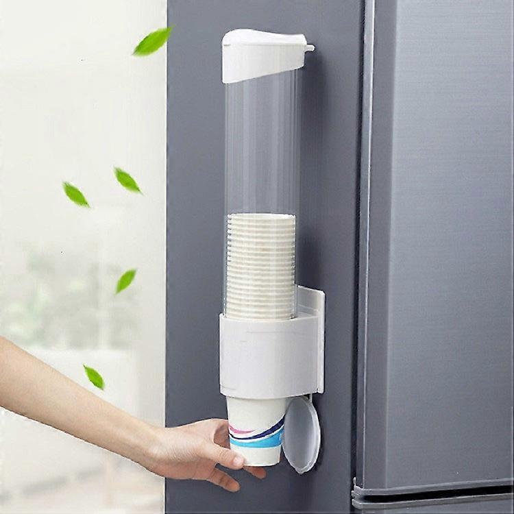 Household Disposable Cup Holder Wall-mounted Rack Convenient Dustproof Automatic Cup Taker Large White