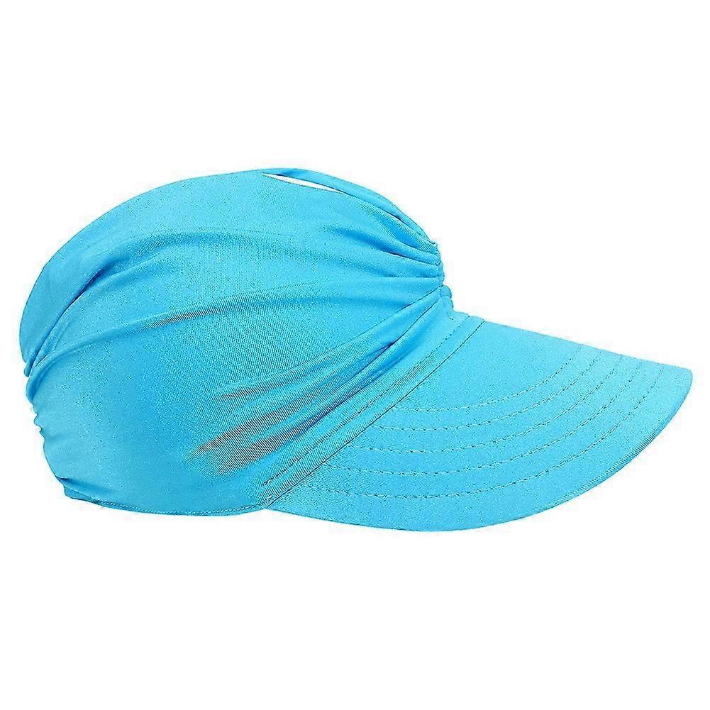 Breathable Empty Top Cap Kids Sun Hat Big Brim Iridescent Polyester Beach Visor