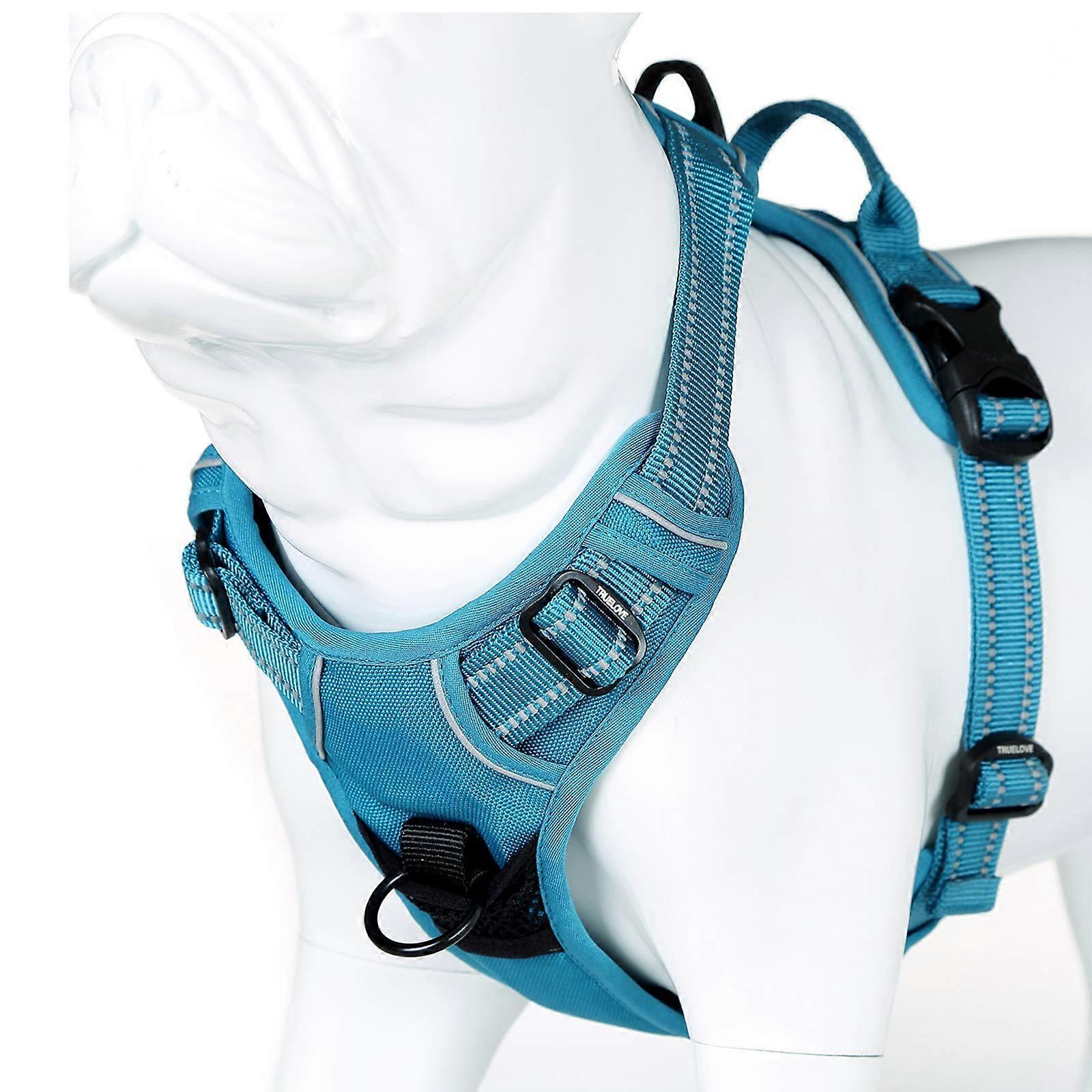 Truelove Soft Front Dog Harness Reflective No Pull Harness with Handle and 2 Leash Attachments