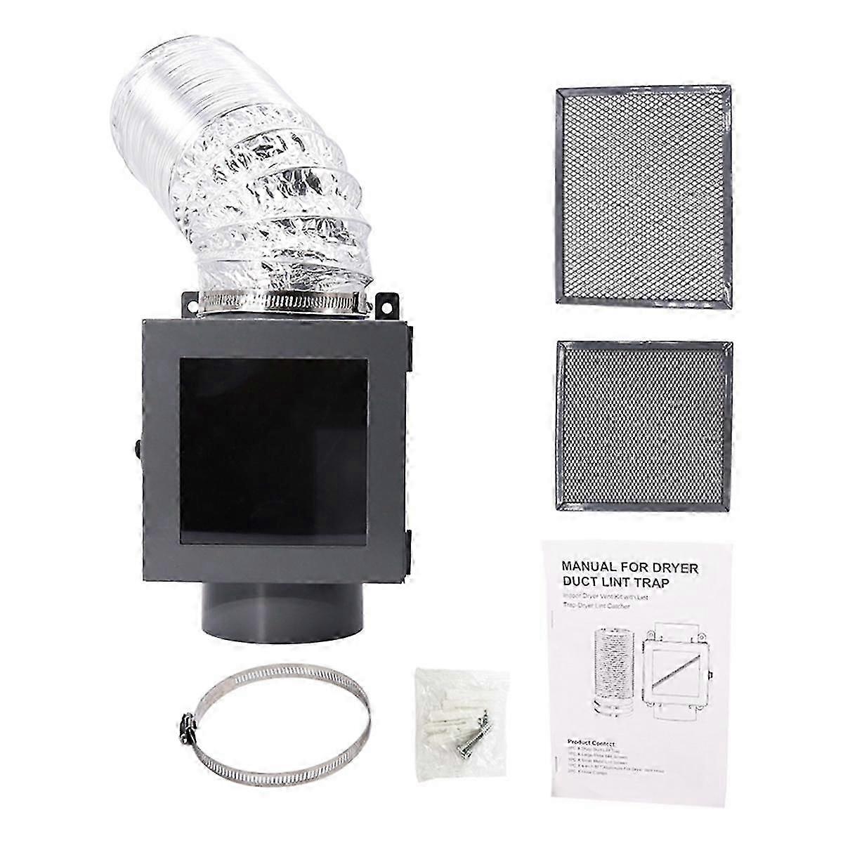 Dryer Duct Lint Trap, Indoor Dryer Vent Kit with Dryer Vent Hose, Lint Trap for Clothes Dryers - Dryer Lint Catcher