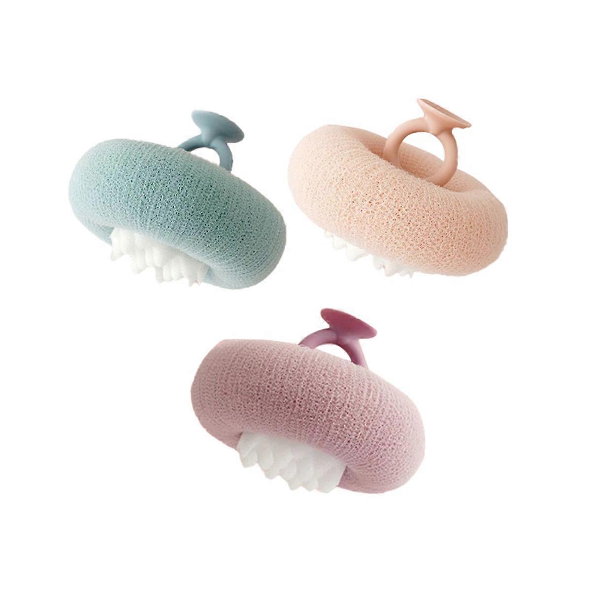 3-pack svampnät puff duschboll, kroppstvättsvampar luffa