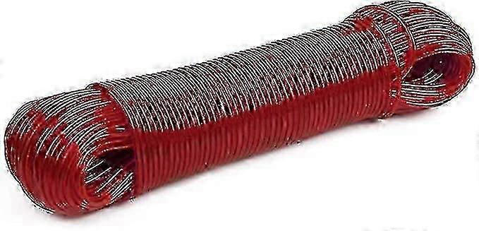 حبل غسيل مع طلاء بلاستيكي ، كابل فولاذي شديد التحمل - 20 متر أحمر
