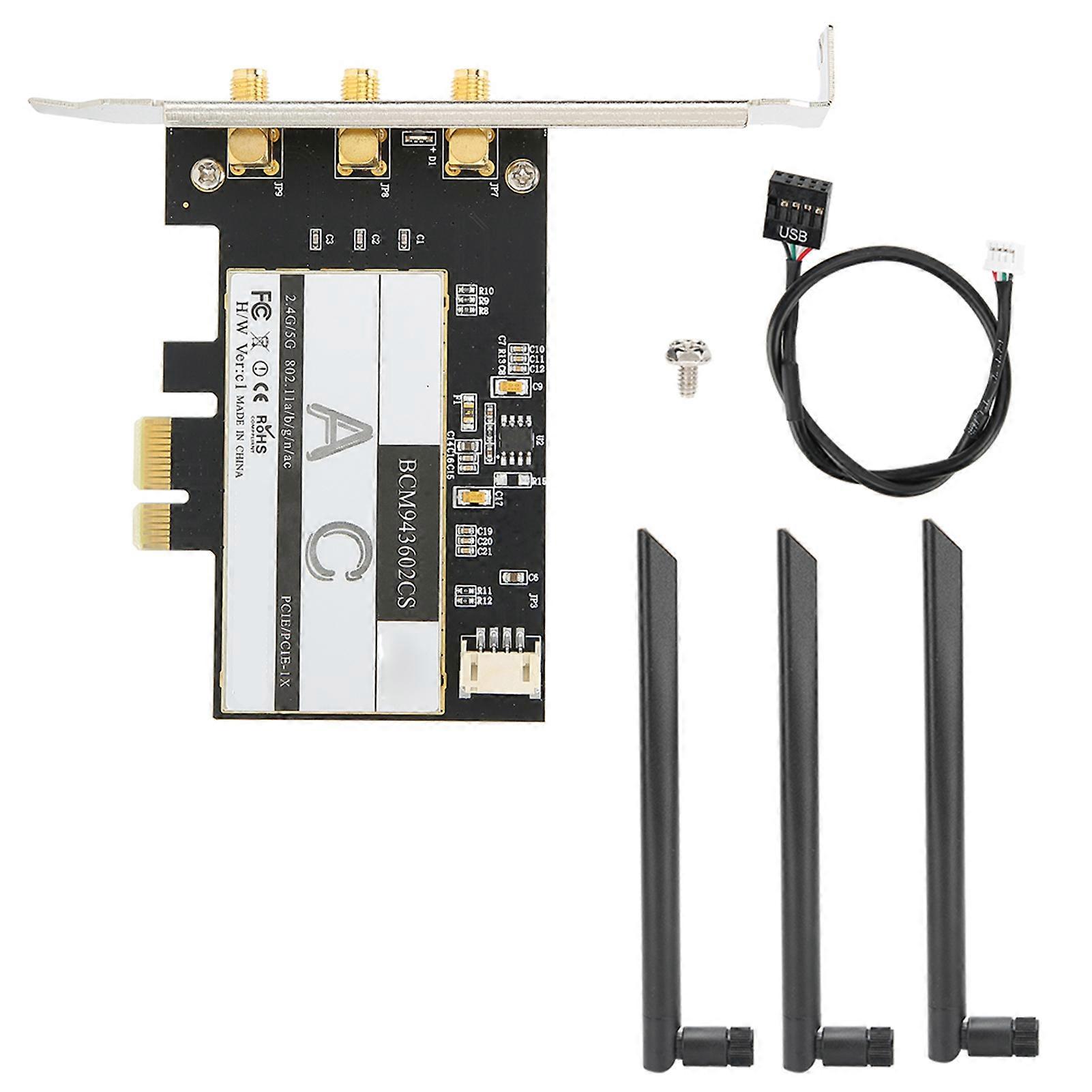 Wireless Card 802.11AC WiFi + for Bluetooth 4.0 Desktop WLAN Card PCI E + 3 Antenna BCM943602CS