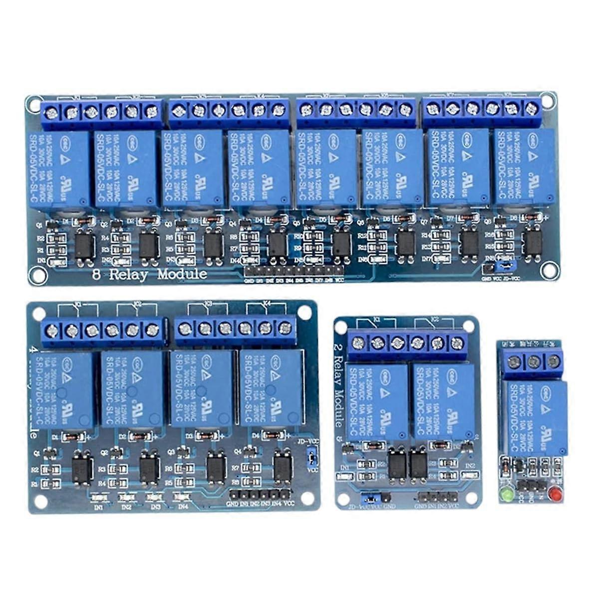 5V Relay Module with 1, 2, 4, 8 Channels and Optocoupler for Arduino Compatibility and Control