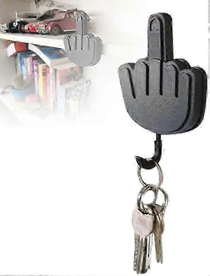 Black Middle Finger Key Hanger/Funny Gift Idea Self Adhesive Home Wall Door Key Holder Spoof Office/Storage Hook New