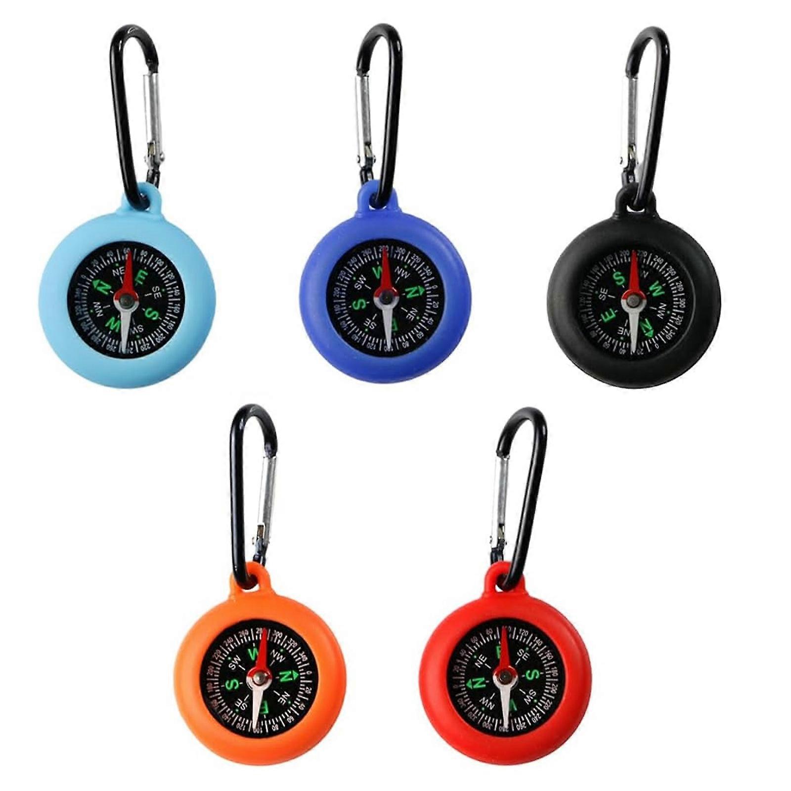 5Pcs Outdoor Survival Compasses Mountaineering Compasses Pointer Navigation Tool Portable Keychain Compasses for Camping