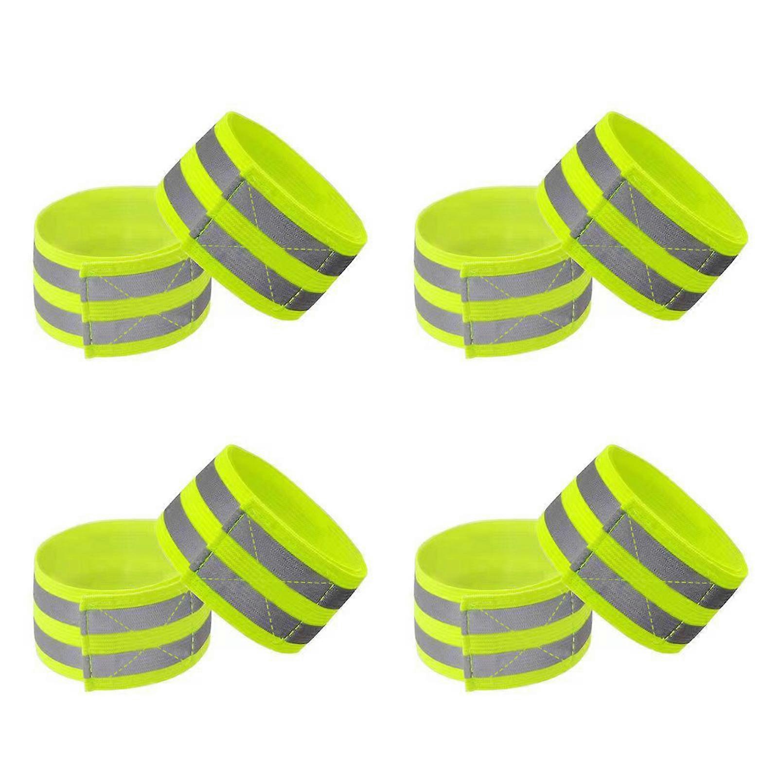 8Pcs Adjustable Safety Reflective Strap Running Reflective Arm Bands Warning Wristband Safety Reflectors Enduring